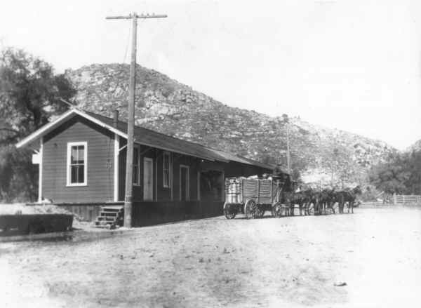 Mountain freighter leaving Foster Station to Ramona, Santa Ysabel and Julian. c.1880