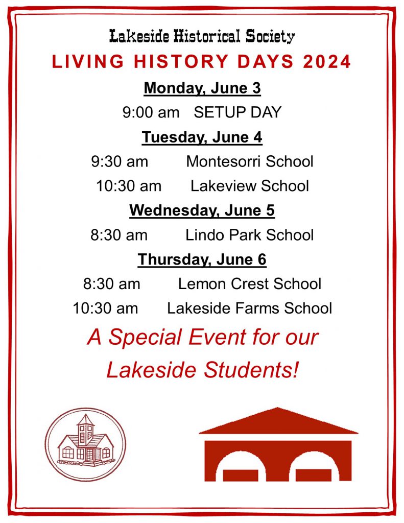 Lakeside Historical Society Living History Days June 2024