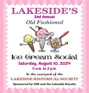 Lakeside Historical Society ICE CREAM SOCIAL - August 10 2024
