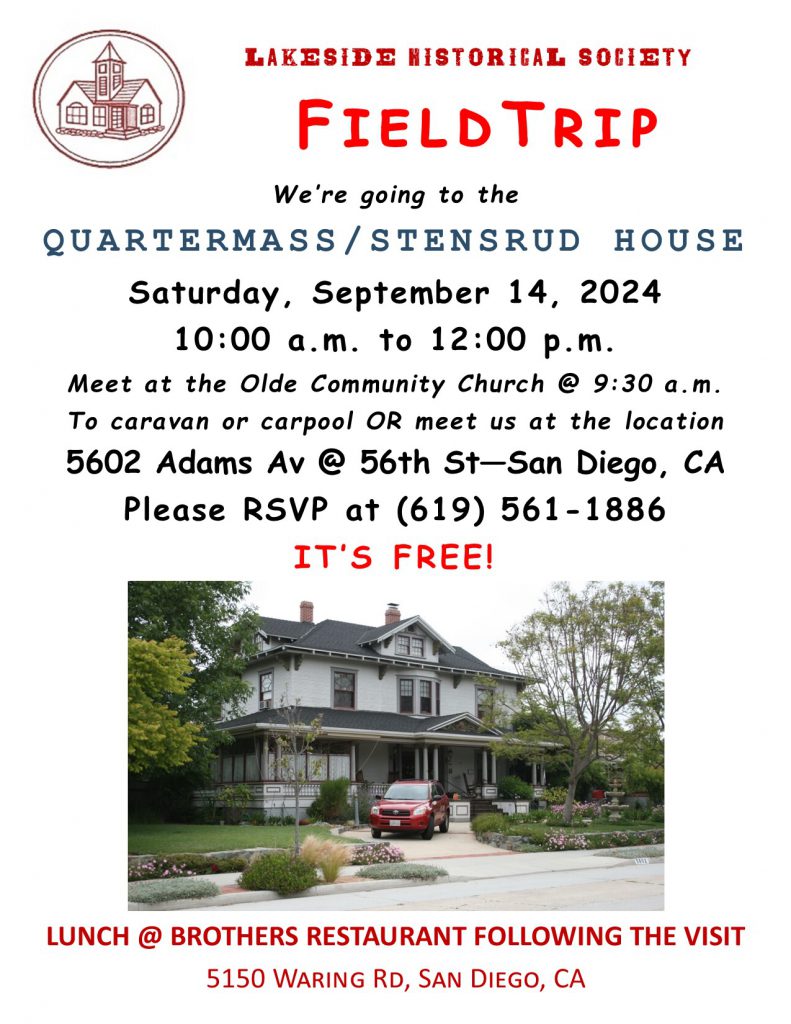 Lakeside Historical Society Field Trip Quartermass-Stensrud House Saturday September 14, 2024